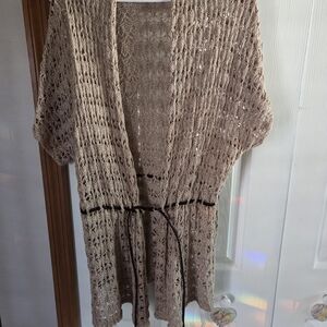 St. John's Bay Taupe Open-Knit Cardigan